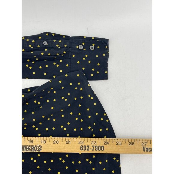 J Crew Women's Button Down Collar Shirt Black Yellow Polka Dot Sz 4  100% Cotton - Picture 11 of 12